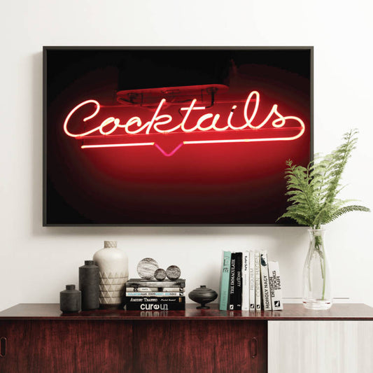 'Cocktails' Neon Kitchen Print